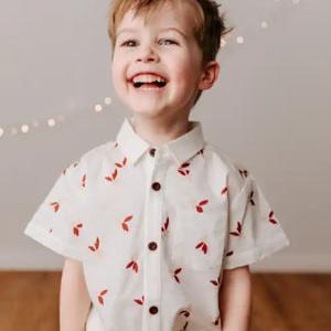 Mistletoe Collared Shirt PRE ORDER-Christmas Clothing-Bencer & Hazelnut-00 With Snaps at Bottom-Little Soldiers
