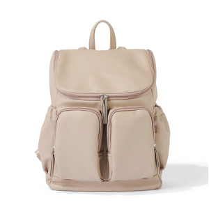 Signature Nappy Backpack - Oat Dimple Faux Leather-bag-Oi Oi-PRE ORDER END OF AUGSUT-Little Soldiers