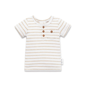 Stripe Rib Henley Top - Oatmeal-Aster & Oak-00-Little Soldiers
