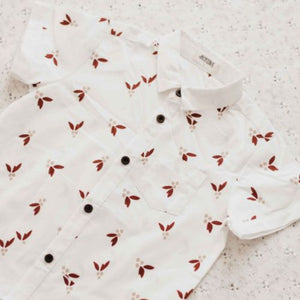 Mistletoe Collared Shirt PRE ORDER-Christmas Clothing-Bencer & Hazelnut-00 With Snaps at Bottom-Little Soldiers