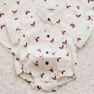 Mistletoe Collared Shirt PRE ORDER-Christmas Clothing-Bencer & Hazelnut-00 With Snaps at Bottom-Little Soldiers