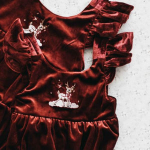 Red Velvet Prancer Playsuit/Dress PREORDER-Christmas Clothing-Bencer & Hazelnut-000 PLAYSUIT-Little Soldiers