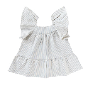 Cotton Frill Sleeve Dress - Ocean Stripe-Kids Tops-Ponchik Kids-0-3m-Little Soldiers