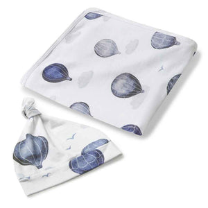Cloud Chaser Baby Jersey Wrap & Beanie Set-Swaddles & Wraps-Snuggle Hunny Kids-Little Soldiers
