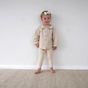 Round Collar Shirt - Buttermilk-Baby Onesie-Ponchik Kids-000-Little Soldiers