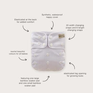 Reusable Cloth Nappy - Optic White