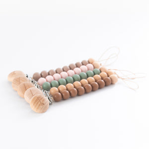 Silicone Dummy Clip/Chain-Cherub & Me-Apricot-Little Soldiers