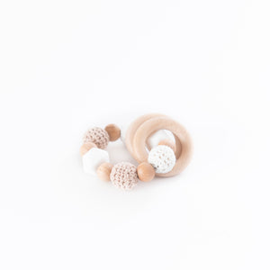 Wooden Ring Teether White-Little Soldiers-Little Soldiers