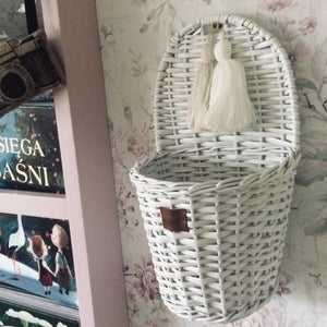 Wicker Wall Basket - White