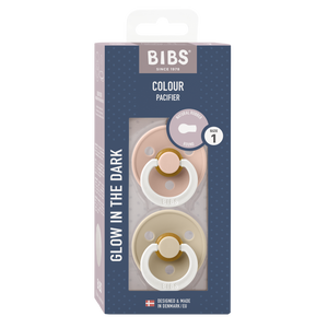 BIBS Colour 'Night Glow' - Size 3 (18m+) - Colours, Twin Pack-BIBS Dummies-Blush/Vanilla-Little Soldiers