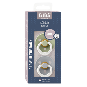 BIBS Colour 'Night Glow' - Size 2 (6m+) - Colours, Twin Pack-BIBS Dummies-Sage/Cloud-Little Soldiers