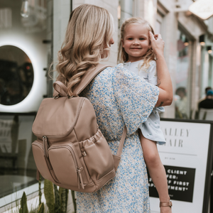 Signature Nappy Backpack - Oat Dimple Faux Leather-bag-Oi Oi-PRE ORDER END OF AUGSUT-Little Soldiers