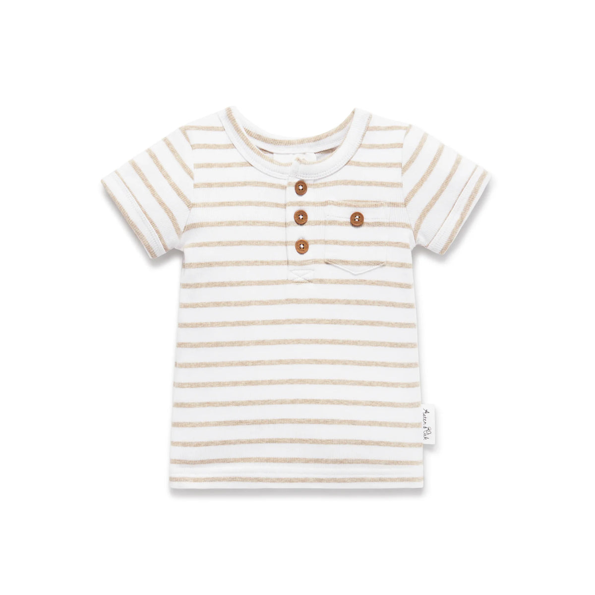 Stripe Rib Henley Top - Oatmeal-Aster & Oak-00-Little Soldiers