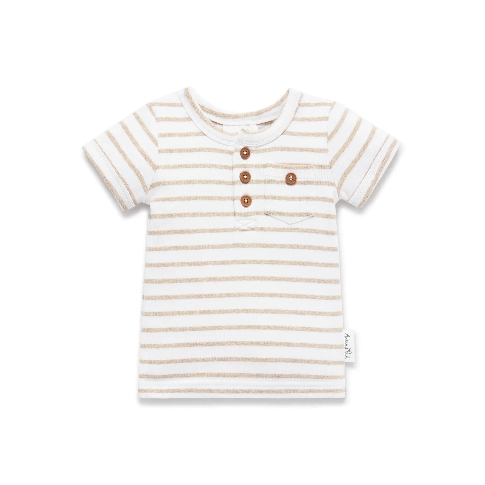 Stripe Rib Henley Top - Oatmeal-Aster & Oak-00-Little Soldiers