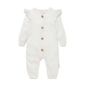 Ivory Pointelle Knit Romper-Aster & Oak-000-Little Soldiers