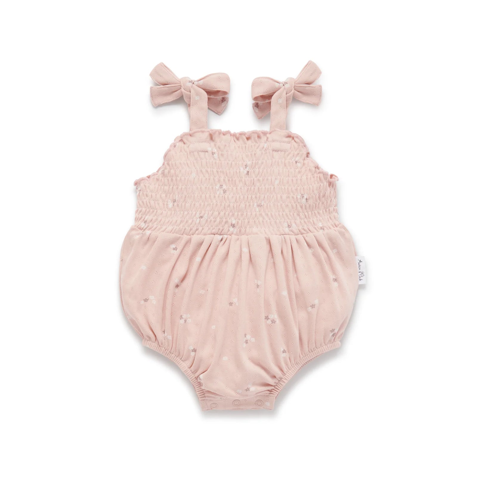 Petal Pointelle Tie Romper - Rose-Aster & Oak-000-Little Soldiers