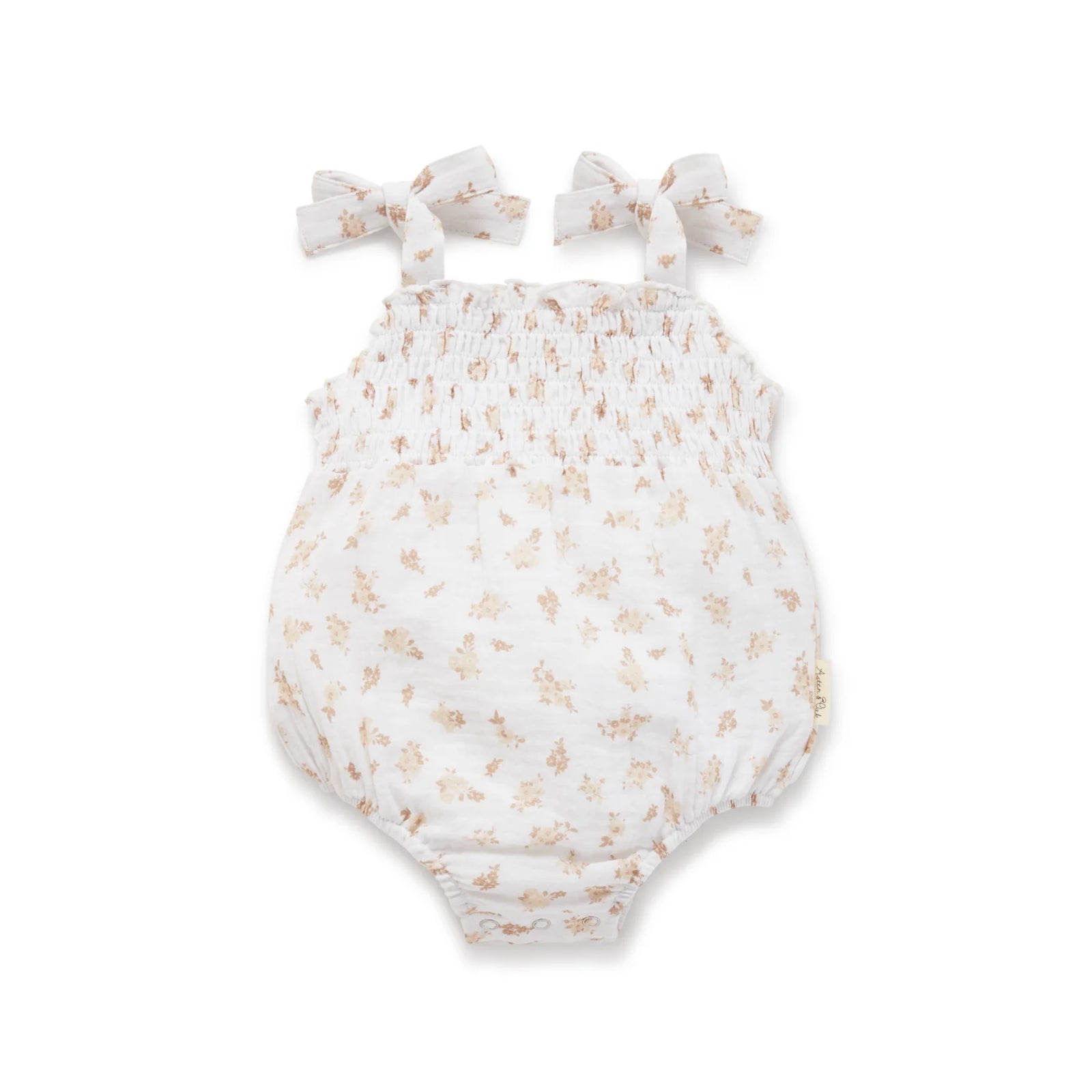 Sable Floral Muslin Tie Romper - White-Aster & Oak-000-Little Soldiers