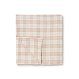 Taupe Gingham Muslin Wrap-Baby Blanket-Aster & Oak-Little Soldiers
