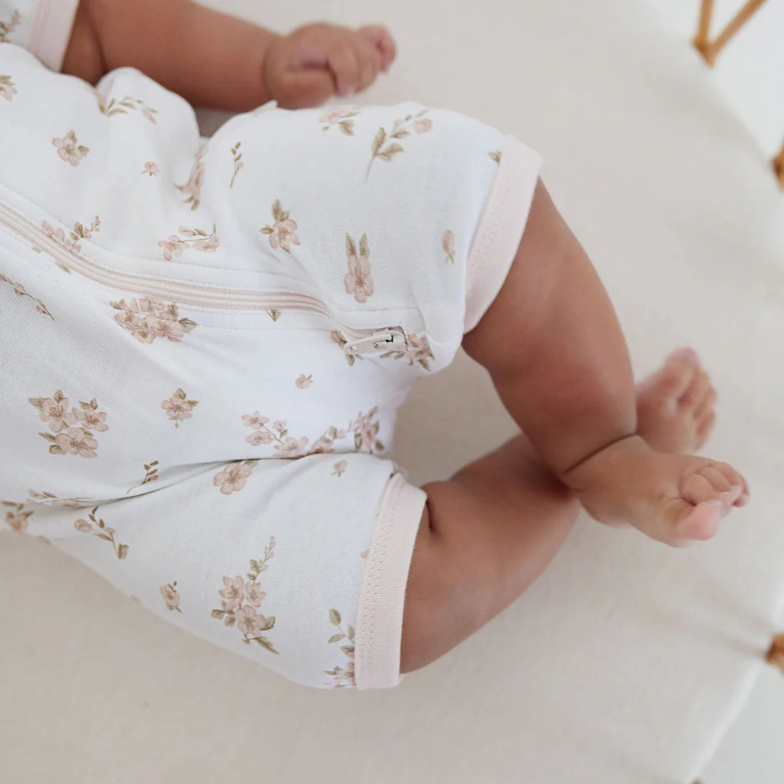 Blossom Zip Romper - White-Aster & Oak-000-Little Soldiers