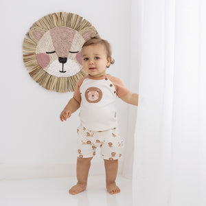 Lion Print Raglan Tee - Natural-Girls Tops-Aster & Oak-000-Little Soldiers