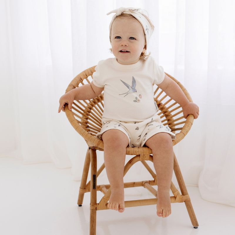 Swallow Print Top - Natural-Kids Tops-Aster & Oak-00-Little Soldiers