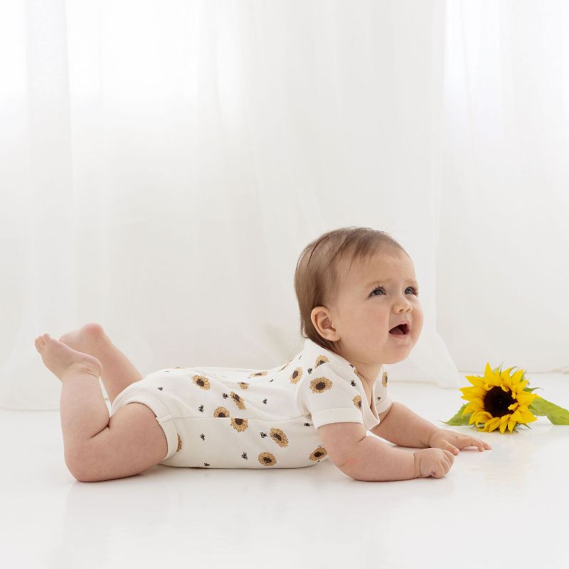 Sunflower AOP Onesie - Natural-baby onesie-Aster & Oak-0000-Little Soldiers