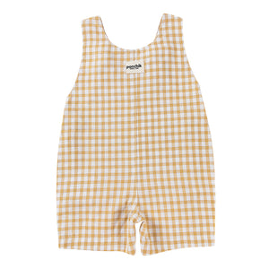 Cotton Dungaree Overalls - Wheat Gingham-Kids Tops-Ponchik Kids-0-3m-Little Soldiers