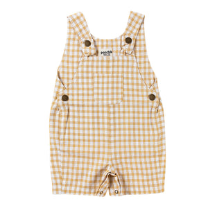 Cotton Dungaree Overalls - Wheat Gingham-Kids Tops-Ponchik Kids-0-3m-Little Soldiers