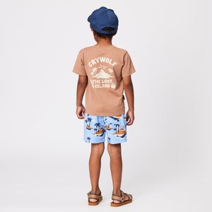 Board Shorts - Blue Lost Island-Kids Swimwear-Crywolf Child-1-Little Soldiers