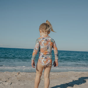 Long Sleeve Swimsuit - Tropical Floral-Kids Swimwear-Crywolf Child-1-Little Soldiers