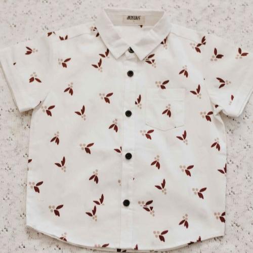 Mistletoe Collared Shirt PRE ORDER-Christmas Clothing-Bencer & Hazelnut-00 With Snaps at Bottom-Little Soldiers