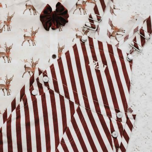 Candy Cane Denim Overalls PREORDER-Christmas Clothing-Bencer & Hazelnut-00-Little Soldiers