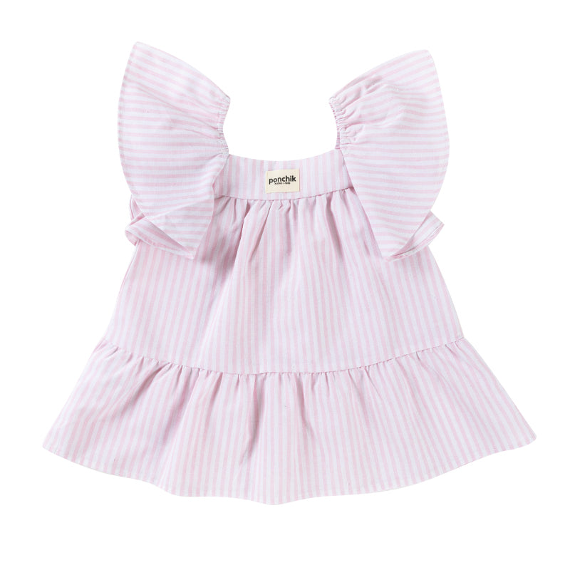 Cotton Frill Sleeve Dress - Lilac Stripe-Kids Tops-Ponchik Kids-0-3m-Little Soldiers