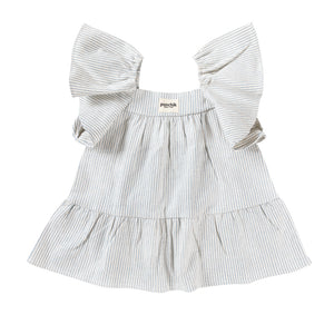 Cotton Frill Sleeve Dress - Ocean Stripe-Kids Tops-Ponchik Kids-0-3m-Little Soldiers