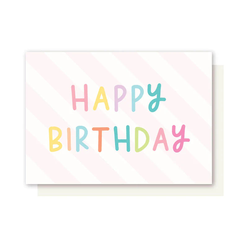 Pink Stripes Birthday Card-Greeting Card-Elly Oak-Little Soldiers