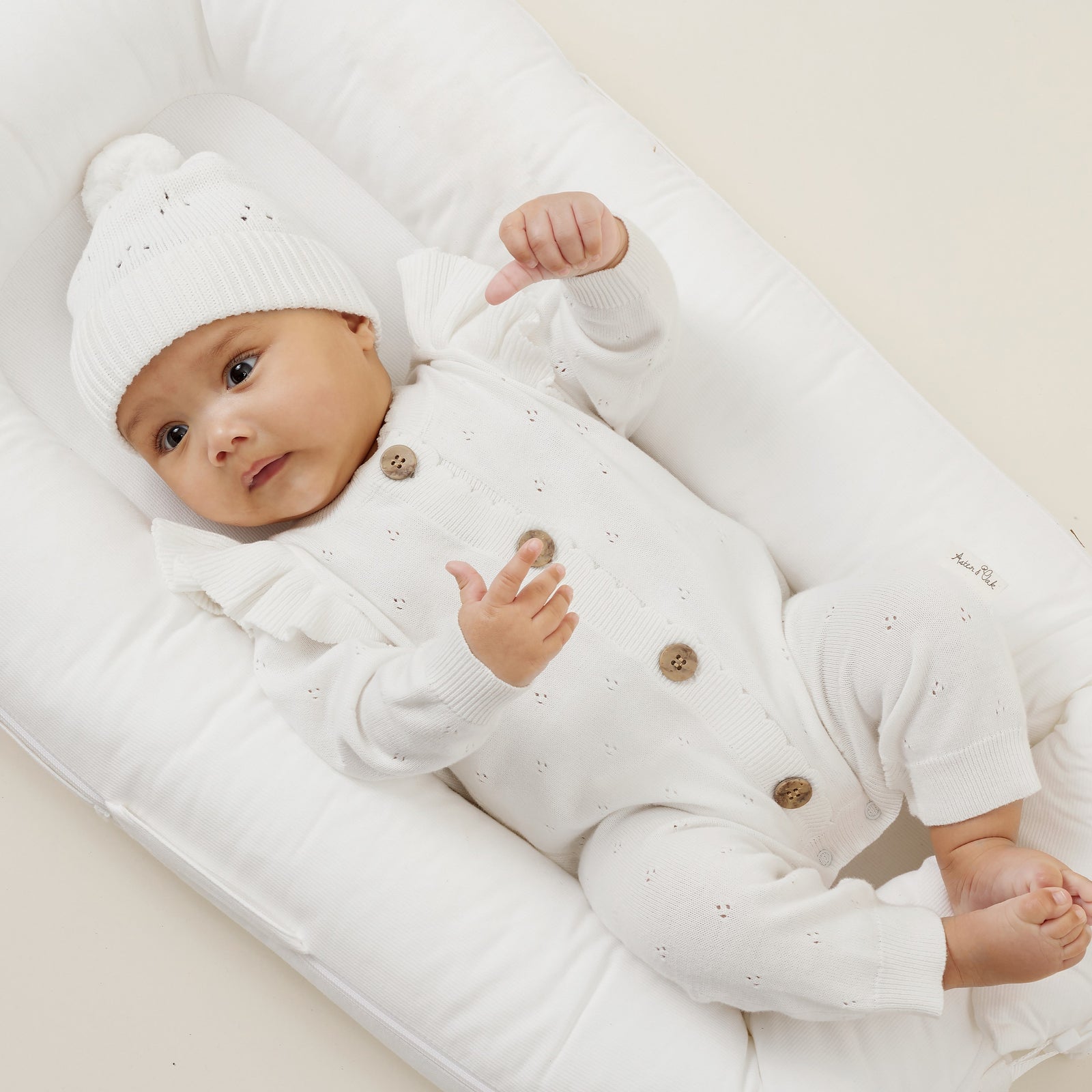 Ivory Pointelle Knit Romper-Aster & Oak-000-Little Soldiers