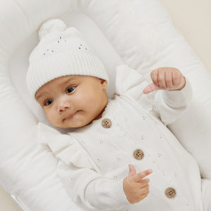Ivory Pointelle Knit Romper-Aster & Oak-000-Little Soldiers