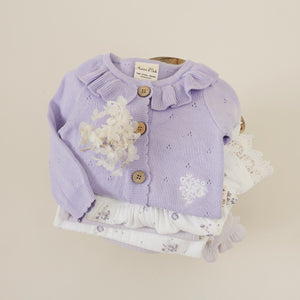Lavender Knit Cardigan-Aster & Oak-000-Little Soldiers