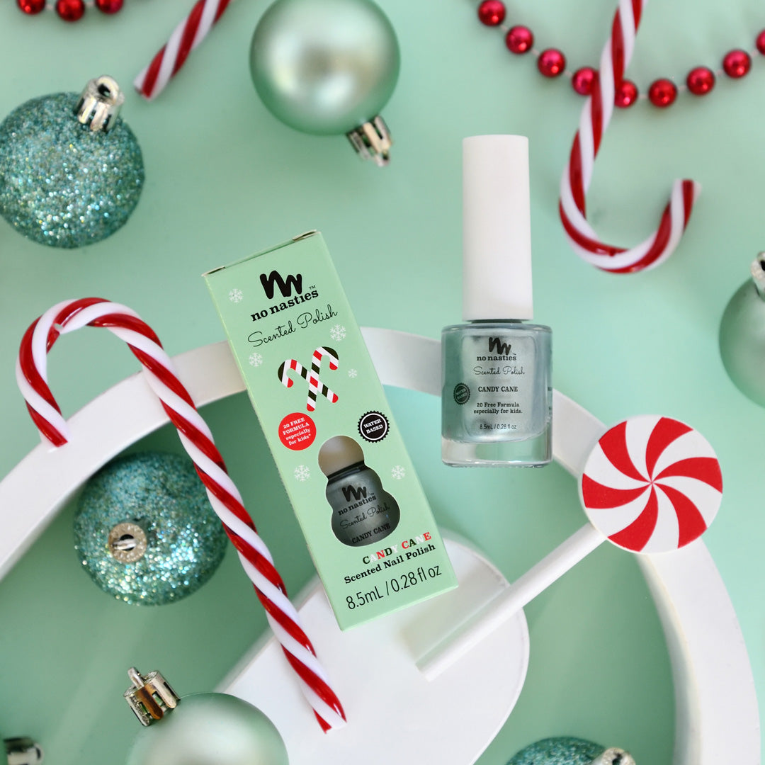 Limited Edition Christmas Candy Cane Scented Kids Polish - Shimmery Pastel Green Regular price-Makeup-No Nasties-Little Soldiers