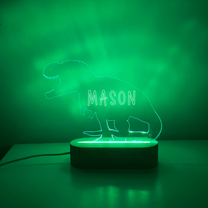 Personalised Engraved Night Light - Dino-Nursery Decor-Cherub & Me-Multiple RGB-Font One-Little Soldiers