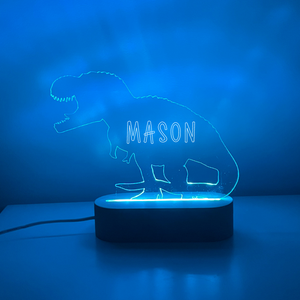 Personalised Engraved Night Light - Dino-Nursery Decor-Cherub & Me-Multiple RGB-Font One-Little Soldiers