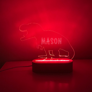 Personalised Engraved Night Light - Dino-Nursery Decor-Cherub & Me-Multiple RGB-Font One-Little Soldiers