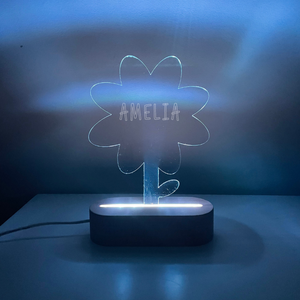 Personalised Engraved Night Light - Flower-Nursery Decor-Cherub & Me-Multiple RGB-Font One-Little Soldiers