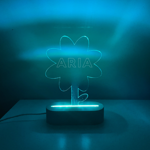 Personalised Engraved Night Light - Flower-Nursery Decor-Cherub & Me-Multiple RGB-Font One-Little Soldiers