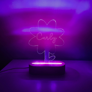 Personalised Engraved Night Light - Flower-Nursery Decor-Cherub & Me-Multiple RGB-Font One-Little Soldiers