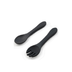 Silicone Fork & Spoon-Cherub & Me-Charcoal-Little Soldiers