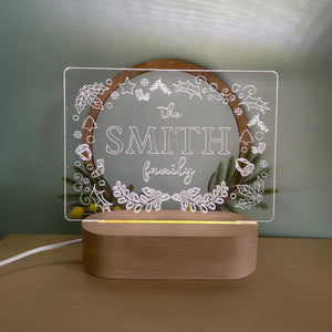 Engraved Christmas Family Name Night Light-Nursery Decor-Cherub & Me-Multiple RGB-Font One-Little Soldiers