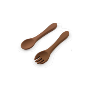 Silicone Fork & Spoon-Cherub & Me-Clay-Little Soldiers