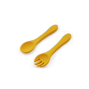 Silicone Fork & Spoon-Cherub & Me-Mustard-Little Soldiers