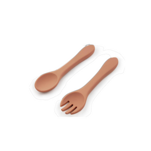 Silicone Fork & Spoon-Cherub & Me-Apricot-Little Soldiers